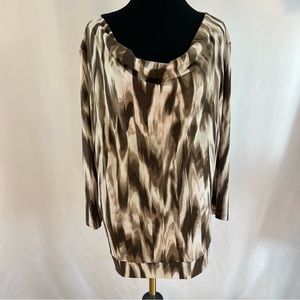 Easywear By Chicos 3 Tunic Shirt 3/4 Sleeve Stretchy Top Women XL Modern Print